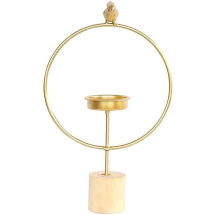 Round Iron Bird Candelabra Creative Home Dining Table Candle Holder Romantic Candlelight Dinner Candle Holder Decoration, Size:Small(Gold)-garmade.com