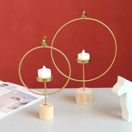 Round Iron Bird Candelabra Creative Home Dining Table Candle Holder Romantic Candlelight Dinner Candle Holder Decoration, Size:Small(Gold)-garmade.com