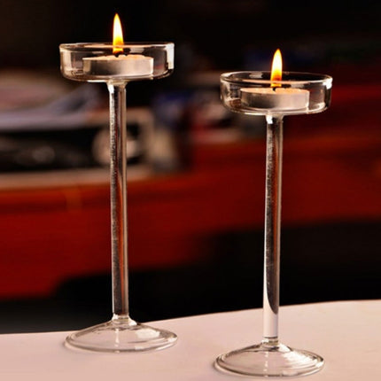 Glass Candlestick Luxury High Candlestick Romantic Dinner Decoration, Size:16cm-garmade.com