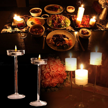 Glass Candlestick Luxury High Candlestick Romantic Dinner Decoration, Size:16cm-garmade.com