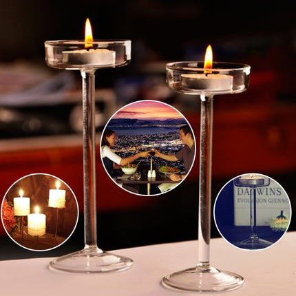 Glass Candlestick Luxury High Candlestick Romantic Dinner Decoration, Size:16cm-garmade.com