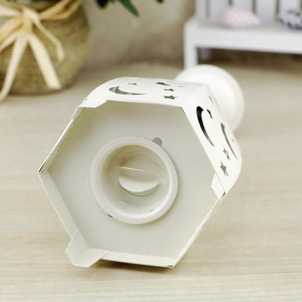 Iron Night Light Rural Retro Wind Light Candlestick Decoration(White)-garmade.com