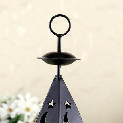 Iron Night Light Rural Retro Wind Light Candlestick Decoration(White)-garmade.com