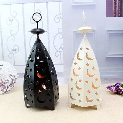 Iron Night Light Rural Retro Wind Light Candlestick Decoration(White)-garmade.com