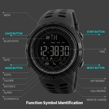 SKMEI 1250 Men Outdoor Waterproof Sports Digital Watch Multi-Function Watch(Gold/Red)-garmade.com