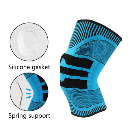 Enhanced Version Silicone Spring Support Knee Pads Knitted High Elastic Breathable Anti-Slip Protective Gear, Size: M (Orange And Red)-garmade.com