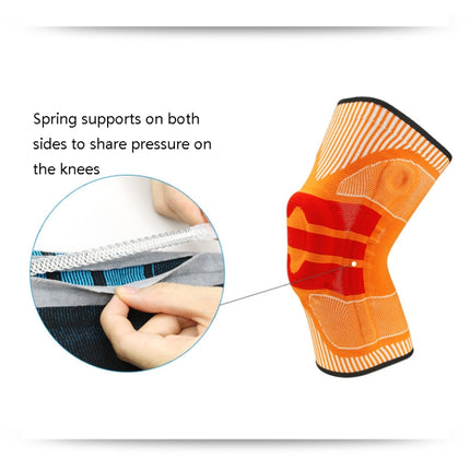 Enhanced Version Silicone Spring Support Knee Pads Knitted High Elastic Breathable Anti-Slip Protective Gear, Size: M (Orange And Red)-garmade.com