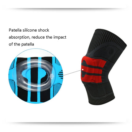 Enhanced Version Silicone Spring Support Knee Pads Knitted High Elastic Breathable Anti-Slip Protective Gear, Size: L (Black And Red)-garmade.com