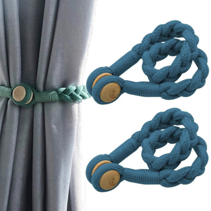 1 Pair Magnetic Buckle Twist Tie For Curtains(Grey Blue)-garmade.com