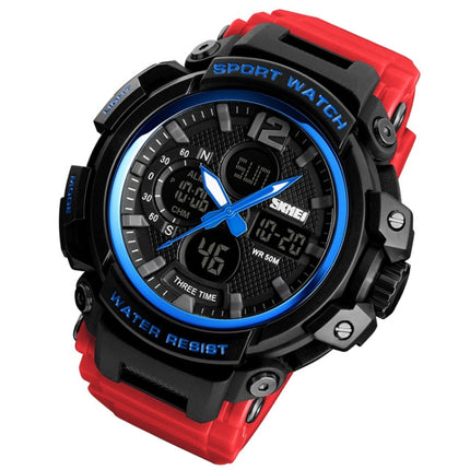 SKMEI 1343 Men Outdoor Sports Waterproof Watch Student Digital Watch(Blue Red)-garmade.com