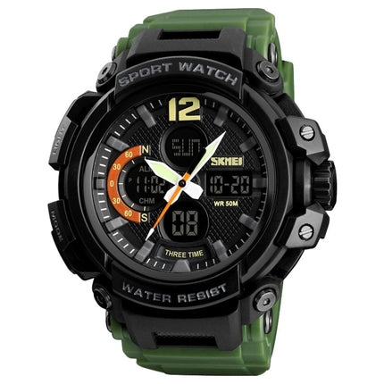 SKMEI 1343 Men Outdoor Sports Waterproof Watch Student Digital Watch(ArmyGreen)-garmade.com