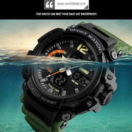 SKMEI 1343 Men Outdoor Sports Waterproof Watch Student Digital Watch(ArmyGreen)-garmade.com