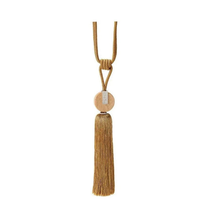 GQ017 1 Pair Curtain Tassel Hanging Ear Simple Tie Rope Hanging Ball Curtain Buckle(Beige Yellow)-garmade.com