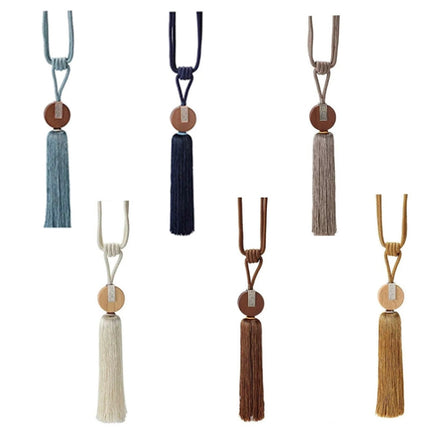 GQ017 1 Pair Curtain Tassel Hanging Ear Simple Tie Rope Hanging Ball Curtain Buckle(Beige Yellow)-garmade.com