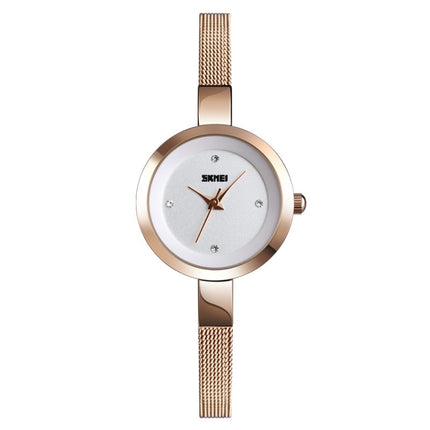 SKMEI 1390 Ladies Business Casual Watch Steel Band Lightweight Quartz Watch(Rose Gold)-garmade.com