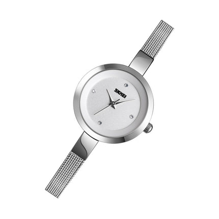 SKMEI 1390 Ladies Business Casual Watch Steel Band Lightweight Quartz Watch(Silver)-garmade.com