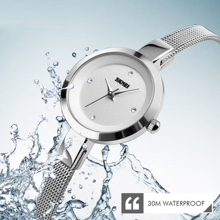 SKMEI 1390 Ladies Business Casual Watch Steel Band Lightweight Quartz Watch(Golden)-garmade.com