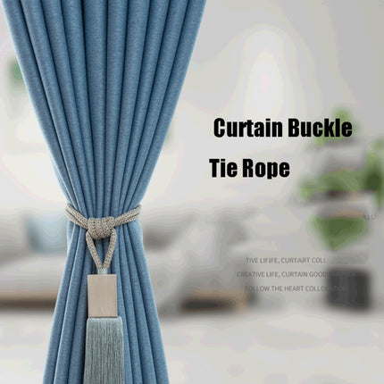GQ016 Curtain Tassel Strapping Square Hanging Ear Curtain Buckle Tie Rope Hanging Ball(Sky Blue)-garmade.com