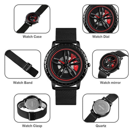 SKMEI 1634 Men Waterproof Watch Fashion Quartz Watch(Black Mesh Belt)-garmade.com
