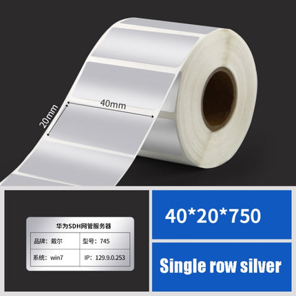 Printing Paper Dumb Silver Paper Plane Equipment Fixed Asset Label for NIIMBOT B50W, Size: 40x20mm Silver-garmade.com