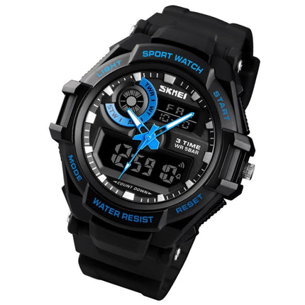 SKMEI 1357 Mens Multifunctional Sports Digital Watch Student Waterproof Watch(Blue)-garmade.com