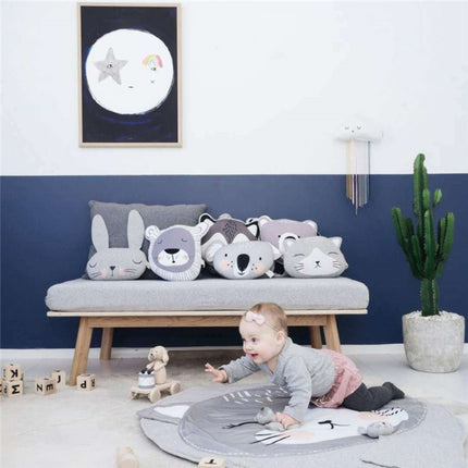 Baby Infant Play Mats Kids Crawling Carpet Floor Rug Baby Bedding Rabbit Blanket Cotton Game Pad Children Room Decor(Grey Rabbit)-garmade.com