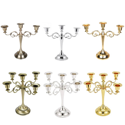 Retro Candlestick Home Decoration Living Room Cafe Theme Restaurant Jewelry Candlelight Dinner Props Gifts, Style:Bronze-3 Arms-garmade.com