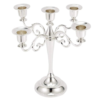 Retro Candlestick Home Decoration Living Room Cafe Theme Restaurant Jewelry Candlelight Dinner Props Gifts, Style:Silver-5 Arms-garmade.com
