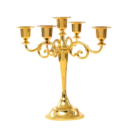 Retro Candlestick Home Decoration Living Room Cafe Theme Restaurant Jewelry Candlelight Dinner Props Gifts, Style:Gold-5 Arms-garmade.com