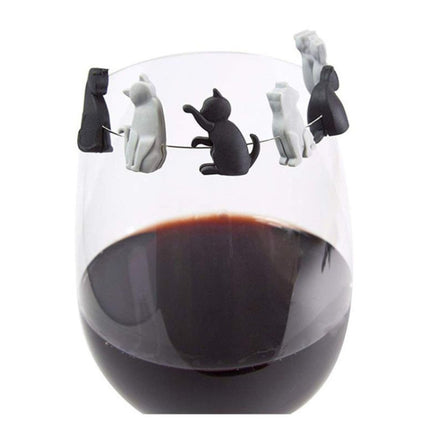 2 Sets Cat Drinks Wine Glass Marker Recognizer Tea Bag Hanging-garmade.com