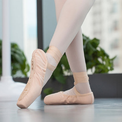 Ballet Lace Pointe Shoes Professional Flat Dance Shoes, Size: 31(Canvas + Silicone Case)-garmade.com