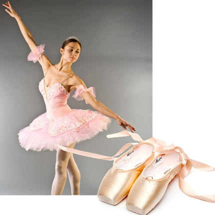 Ballet Lace Pointe Shoes Professional Flat Dance Shoes, Size: 34(Canvas)-garmade.com