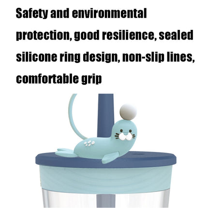 Children Cartoon Marine Animal Straw Drinking Cup Safe And Environmentally Friendly Plastic Drinking Cup(Light Grey)-garmade.com