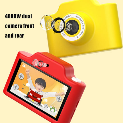 C4 Children WiFi Racing Style Touch Screen Dual-Lens Digital Camera with 32GB TF Memory(Yellow)-garmade.com