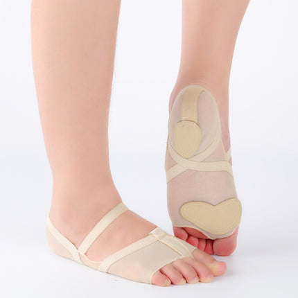 Dance Practice Shoes Soft-Soled Socks Gymnastics Foot Cover Semi-Truncated Foot Cover, Size: M (36-37)(Creamy-white)-garmade.com