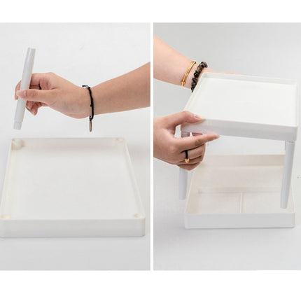 Simple Double-Layer Desktop Rack Dormitory Stationery & Sundries Organizer(White)-garmade.com