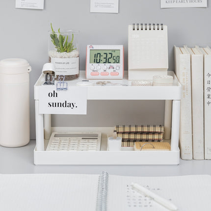 Simple Double-Layer Desktop Rack Dormitory Stationery & Sundries Organizer(White)-garmade.com