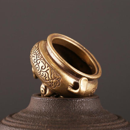 Antique Brass Bronze Tripod Censer Furnace Home Decoration(Brass)-garmade.com
