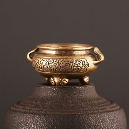 Antique Brass Bronze Tripod Censer Furnace Home Decoration(Brass)-garmade.com
