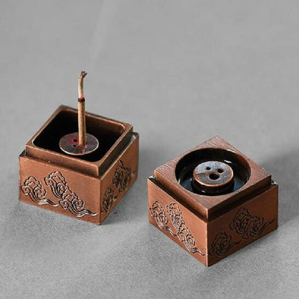 Antique Bronze Incense Burner Tea Room Tea Ceremony Zen Incense Burner(Red Copper)-garmade.com