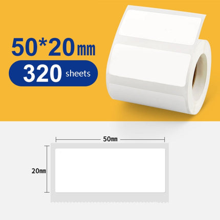 Thermal Label Paper Self-Adhesive Paper Fixed Asset Food Clothing Tag Price Tag for NIIMBOT B11 / B3S, Size: 50x20mm 320 Sheets-garmade.com