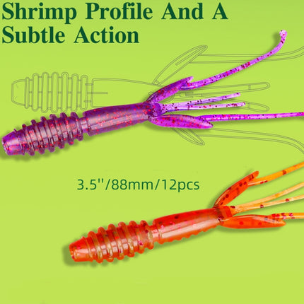 2 Bags Salted Shrimp Type Fishy Lure Soft Bait Soft 88mm/2.2g (12pcs/bag)(SL-2006-F )-garmade.com