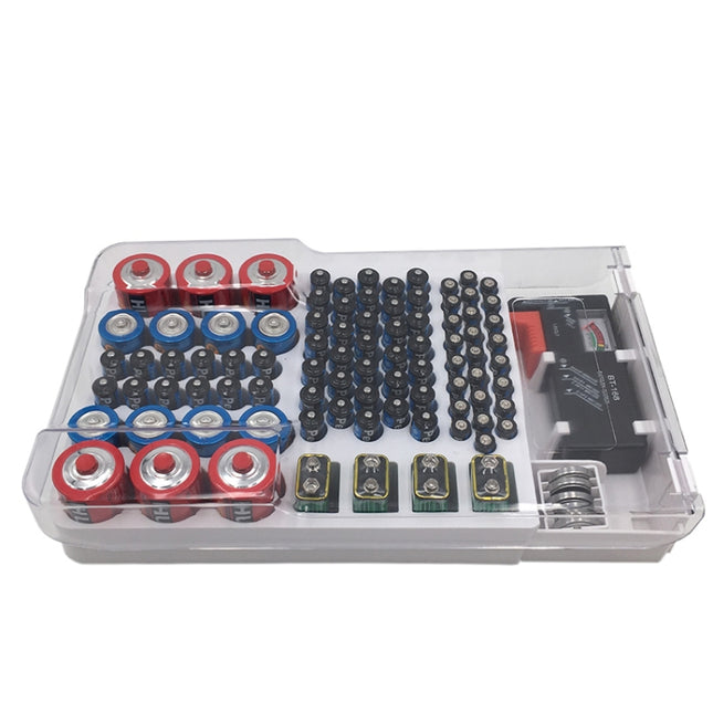 JK-19070823 Battery Storage Box With Battery Capacity Tester(white)-garmade.com