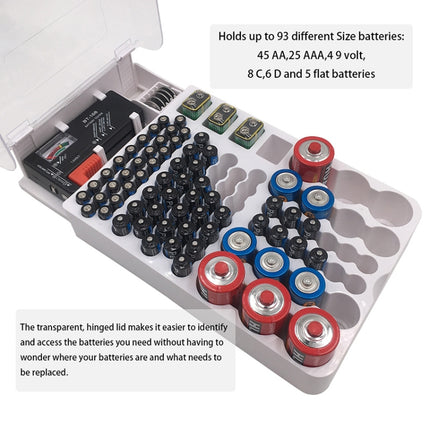 JK-19070823 Battery Storage Box With Battery Capacity Tester(white)-garmade.com