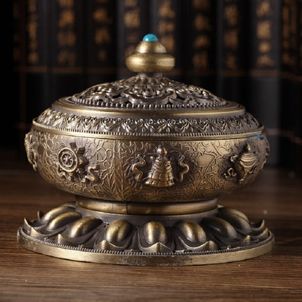 Eight Treasure Incense Burner Homeware Incense Burner Decoration, Size:Mdeium(Bronze)-garmade.com