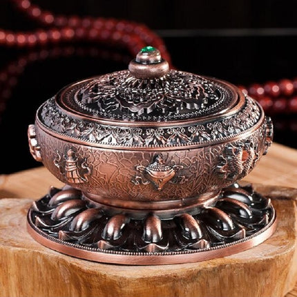 Eight Treasure Incense Burner Homeware Incense Burner Decoration, Size:Large(Pale Red)-garmade.com