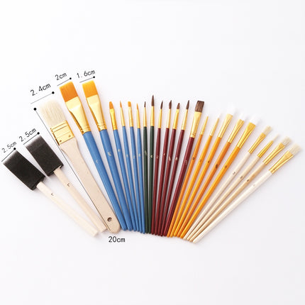 ZHU TING 25 PCS / Set Multifunctional Oil Paint Brush Gouache Watercolor Acrylic Paint Brush Student Painting Supplies-garmade.com