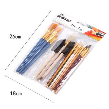 ZHU TING 25 PCS / Set Multifunctional Oil Paint Brush Gouache Watercolor Acrylic Paint Brush Student Painting Supplies-garmade.com