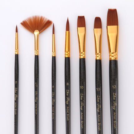ZHU TING 21 PCS / 3 Sets Nylon Brushes Watercolor Brushes And Oil Brushes Art Painting Supplies(Pearl Black)-garmade.com