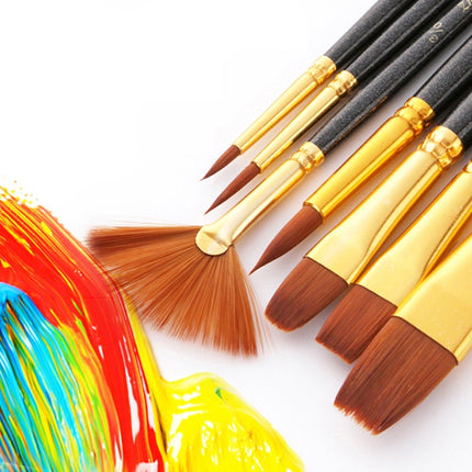 ZHU TING 21 PCS / 3 Sets Nylon Brushes Watercolor Brushes And Oil Brushes Art Painting Supplies(Pearl Black)-garmade.com